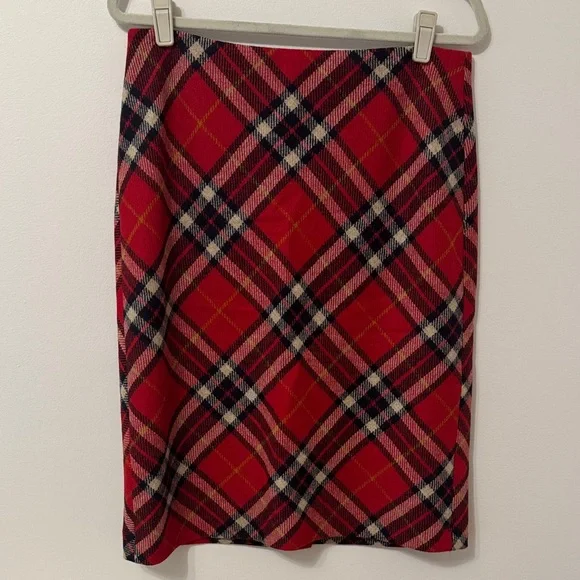 Hobbs London Plaid Red Pencil Skirt - UK 12/ US 8 - Picture 6 of 7
